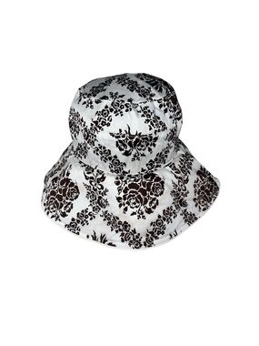Physician Endorsed Floral Damask UPF 50+ Cotton Bucket Sun Hat White Brown Women
